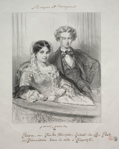 Masques et visages: Paric, par-là: Phèdre al Théâtre-Français..., 1857-1858 da Paul Gavarni