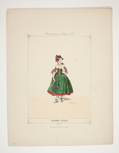Contadina Basca. Cappello di velluto ornato di nappe di ciniglia. da Paul Gavarni