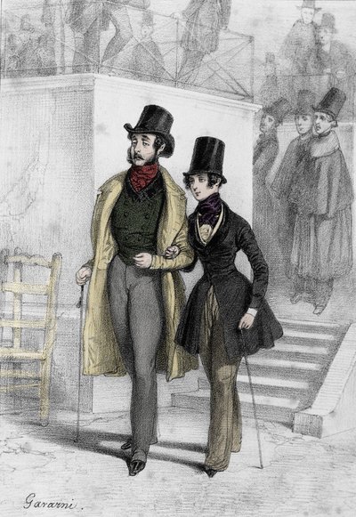 Ritratto della scrittrice George Sand, Aurore Dupin, Baronessa Dudevant, studentessa a Parigi, vestita da ragazzo. Disegno di Paul Gavarni da Paul Gavarni