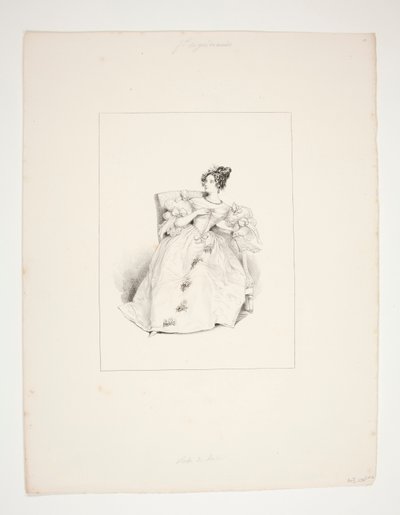 ABITO DA BALLO. Acconciatura Jouenne, fiori di Nattier. da Paul Gavarni