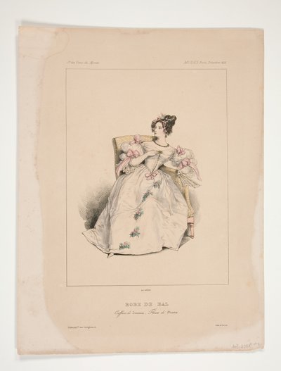 Abito da ballo. Acconciatura Jouenne, fiori di Nattier. da Paul Gavarni