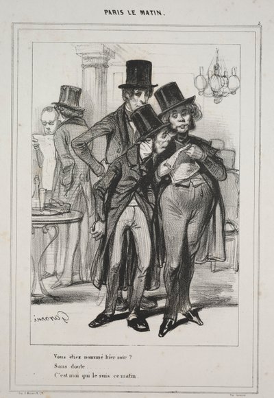 Vous étiez nommé hier soir..., dalla serie Paris Le Matin, 1839 da Paul Gavarni