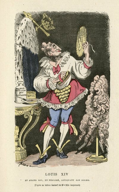 Illustrazione di Hadol in Histoire de France tintamarresque, ca. 1880 - Trucco, Ancien regime, Sole, Parrucca - Luigi XIV da Paul Hadol