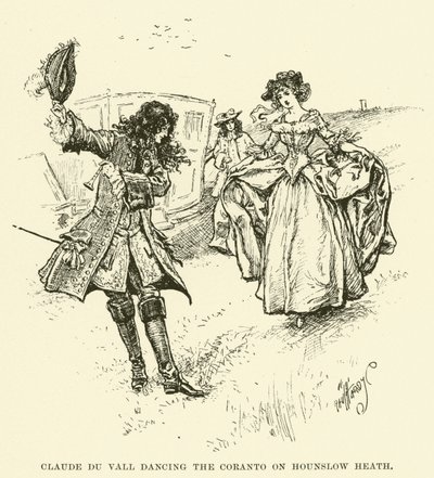 Claude du Vall balla il Coranto a Hounslow Heath (incisione) da Paul Hardy