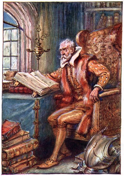 Passava il tempo leggendo libri di cavalleria, illustrazione da 