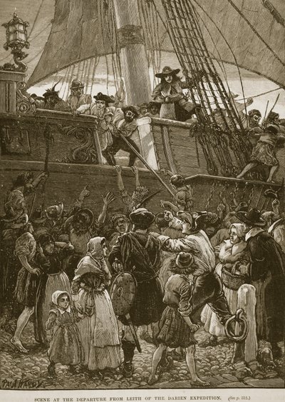 Scena alla Partenza da Leith della Spedizione Darien, illustrazione da 