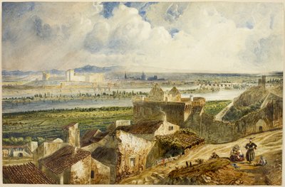 Veduta di Avignone (da Villeneuve les Avignon) da Paul Huet