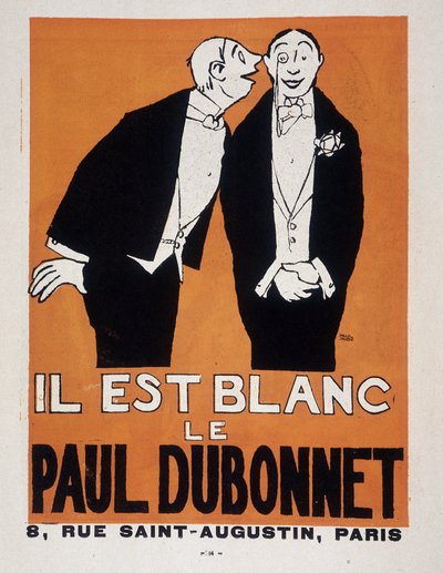 Pubblicità per alcolici Paul Dubonnet di Paul Iribe (1883-1935) (due uomini in abito da sera), "Le Temoin", 28/12/1907 da Paul Iribe