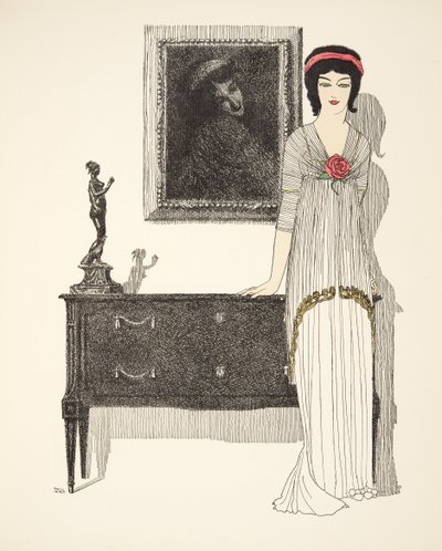 Abito da sera, da Les Robes de Paul Poiret pub. 1908 da Paul Iribe