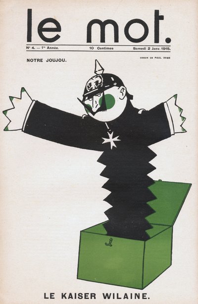 Uno di Il mondo che raffigura il kaiser Guglielmo II in un giocattolo diavolo in una scatola - Disegno di Paul Iribe (1915) da Paul Iribe