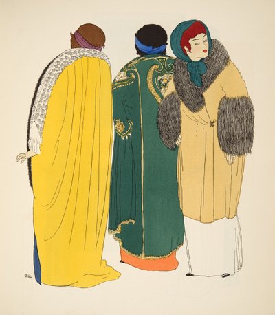 Tre cappotti da Les Robes de Paul Poiret pub. 1908 da Paul Iribe