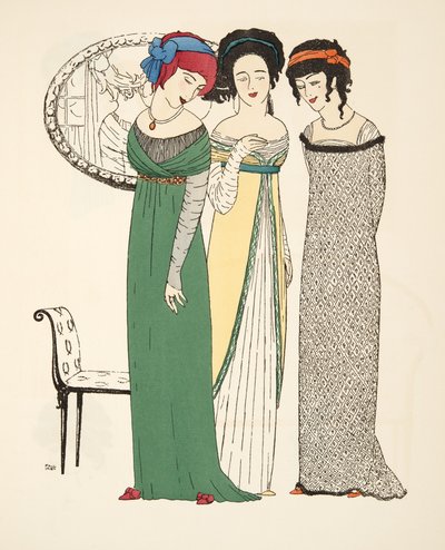 Tre abiti da sera da Les Robes de Paul Poiret pub. 1908 da Paul Iribe