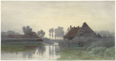 Case contadine nella nebbia mattutina da Paul Joseph Constantin Gabriel