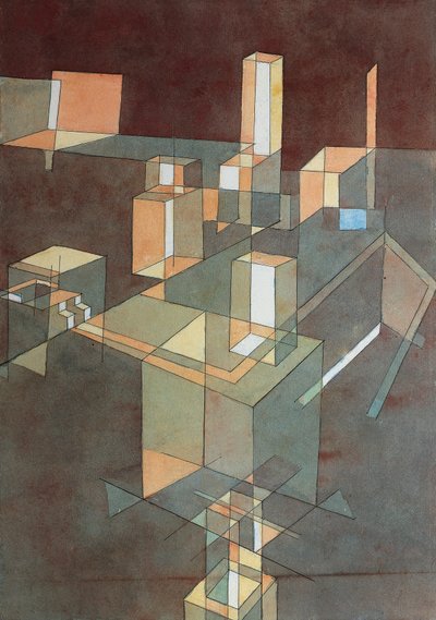 Città italiana di Paul Klee (1879-1940), acquerello su carta Ingres, 34x23 cm da Paul Klee