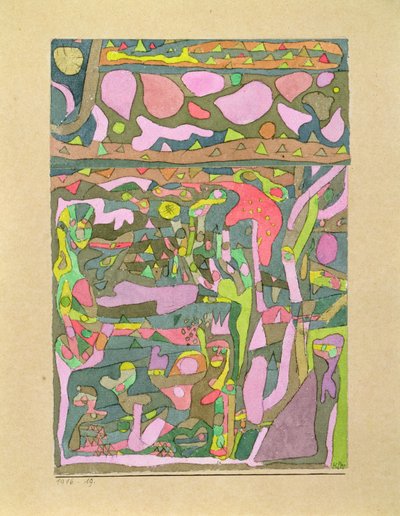 Il sole scopre che il mondo dei colori esiste già, composizione complicata da Paul Klee