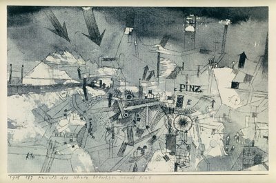 Vista della città di Pintz gravemente minacciata da Paul Klee