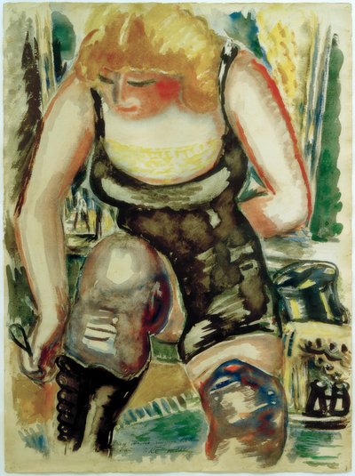 Signora bionda con calzascarpe da Paul Kleinschmidt