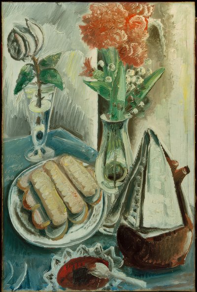 Natura morta con caffettiera, fiori e dolci da Paul Kleinschmidt