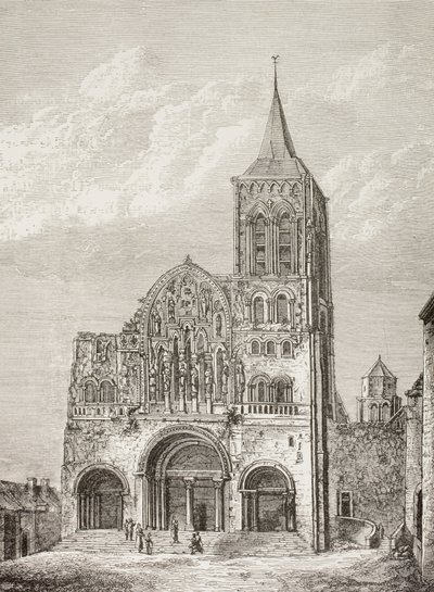 Chiesa abbaziale della Maddalena, Vezelay, Francia, dove San Bernardo predicò la seconda crociata nel 1146. da Paul Lacroix