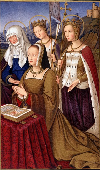 Ritratto di Anna di Bretagna (1477-1514), Regina di Francia, in preghiera con il suo santo patrono Sant
