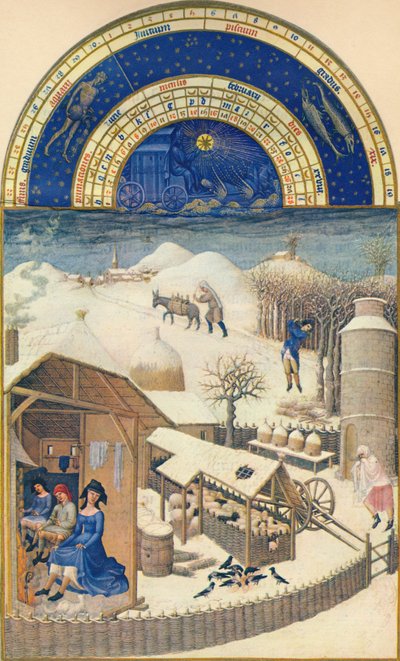 Febbraio - villaggio sotto la neve da Paul Limbourg