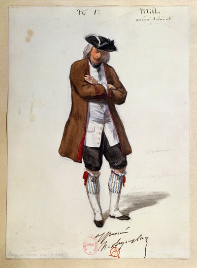 Costume per Luisa Miller di Giuseppe Verdi, schizzo da Paul Lormier