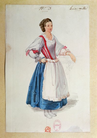 Costume per Luisa Miller di Giuseppe Verdi, bozzetto da Paul Lormier