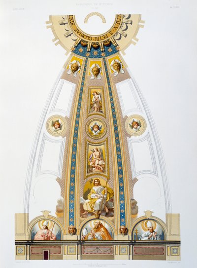 Decorazione a mosaico della grande cupola, cromolitografia da Il Vaticano e la Basilica di San Pietro da Paul Marie Letarouilly