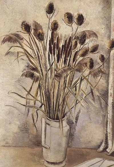 Natura Morta con Giunchi in una Brocca Bianca da Paul Nash