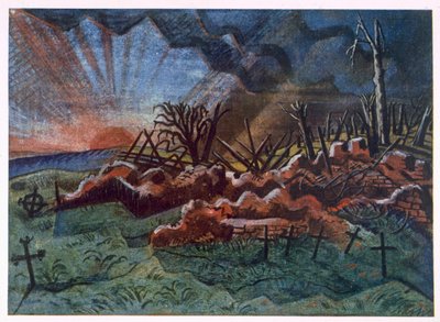 Alba, Rovine di un Ospizio, Nord-Ovest di Wytschaete, Distrutto dal Bombardamento nel 1917, da British Artists at the Front, Continuation of The Western Front, Part Three, Paul Nash da Paul Nash