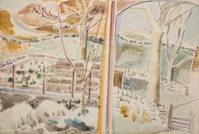 Il paesaggio attraverso la finestra e attraverso lo specchio da Paul Nash