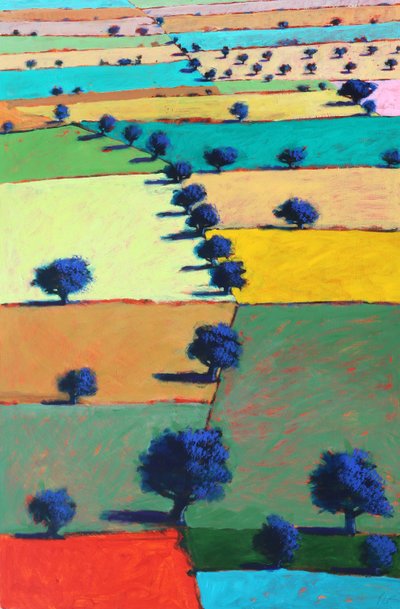 Pianura del Severn, 2022 (acrilico su tavola) da Paul Powis