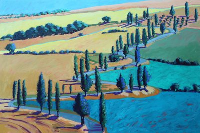 Estate toscana, 2021 (acrilico su tavola) da Paul Powis