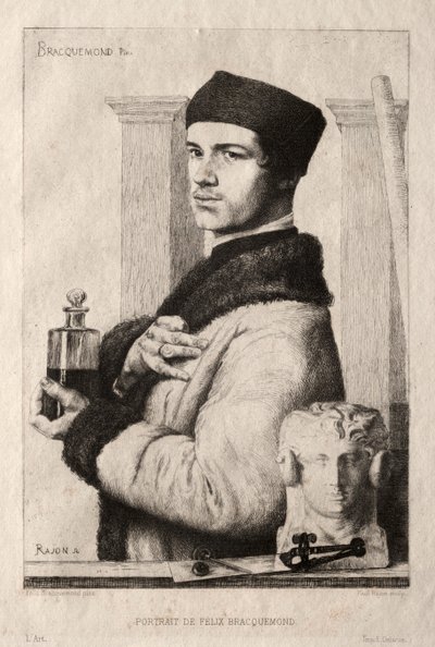 Ritratto di Félix Bracquemond nel 1852 da Paul Rajon