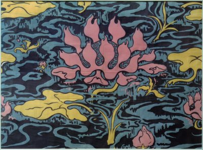Tessuto decorativo con ninfea da Paul Elie Ranson