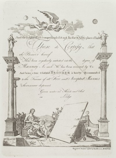 Certificato massonico da Paul Revere