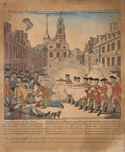 Il massacro sanguinoso perpetrato in King-Street Boston il 5 marzo 1770 da una parte del 29° reggimento da Paul Revere