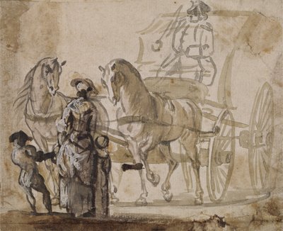 Una carrozza e coppia, con cocchiere da Paul Sandby