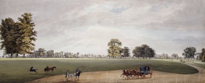 Una carrozza nel parco di Luton incontrata da cavalieri e puledri che saltellano da Paul Sandby