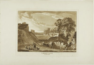 Il castello di Cardiff da ovest, seconda tavola di Dodici vedute del Galles da Paul Sandby