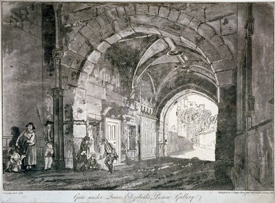 Porta sotto la Galleria dei Ritratti della Regina Elisabetta, Castello di Windsor, Berkshire, 1812 da Paul Sandby