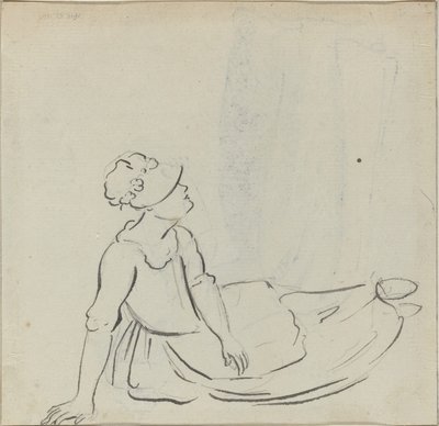 Ragazza con cappello reclinata (verso) da Paul Sandby