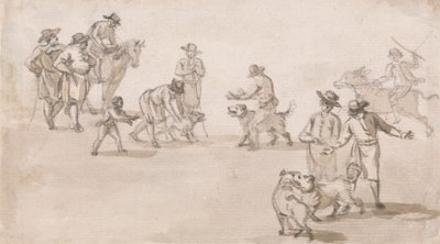 Gruppo di figure: una lotta tra cani da Paul Sandby