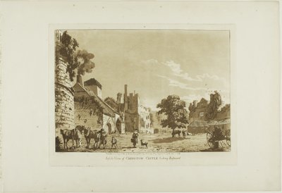 Vista interna del castello di Chepstow verso est, quinta lastra da Dodici vedute del Galles da Paul Sandby