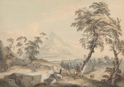 Paesaggio italianeggiante con viaggiatori, n. 1 da Paul Sandby