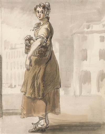 Grida di Londra: Una ragazza con un cesto di arance da Paul Sandby