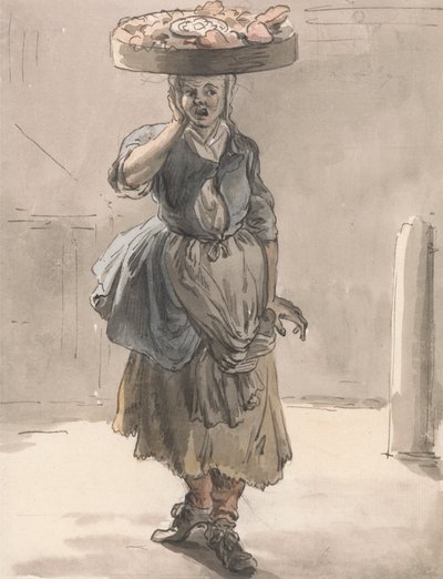 Grida di Londra: Una Ragazza con un Cestino sulla Testa ("Luci per i Gatti, Fegato per i Cani") da Paul Sandby