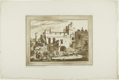Castello di Manerbawr, da Dodici vedute in acquatinta da disegni presi sul posto nel Galles del Sud da Paul Sandby