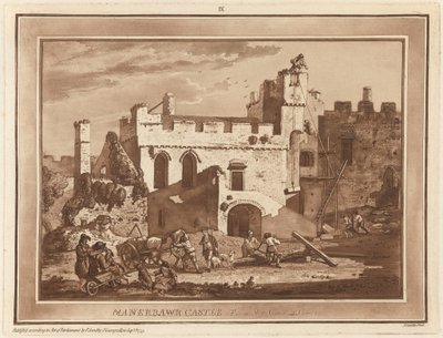 Castello di Manerbawr dal cortile interno da Paul Sandby