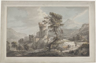 Paesaggio montuoso con una fortezza da Paul Sandby